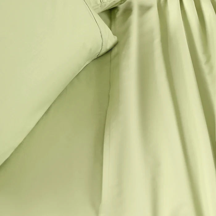 Premium Light Green Cotton Bed Sheet Set with Pillow Covers – Luxury Cotton Smooth Bedding with pillow