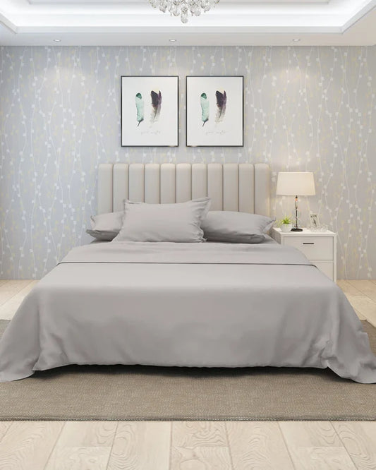 Emolica Silver Grey Cotton Bed Sheet Set with Pillow Covers – Luxury Cotton Bedding set with pillow