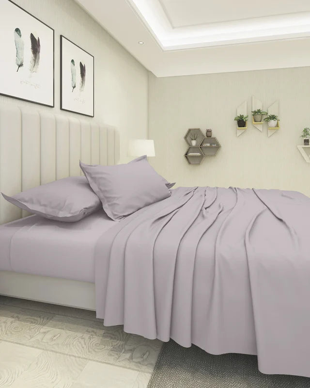 Premium Solid Light Lavender Cotton Bedsheet Set | Ultra Soft & Breathable Bedding for Modern Bedrooms