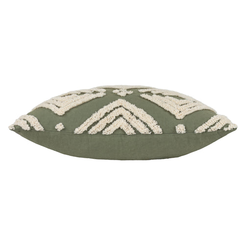 Olive Green & Cream Tufted Geometric Throw Pillow | Modern Boho Diamond Cushion Cover