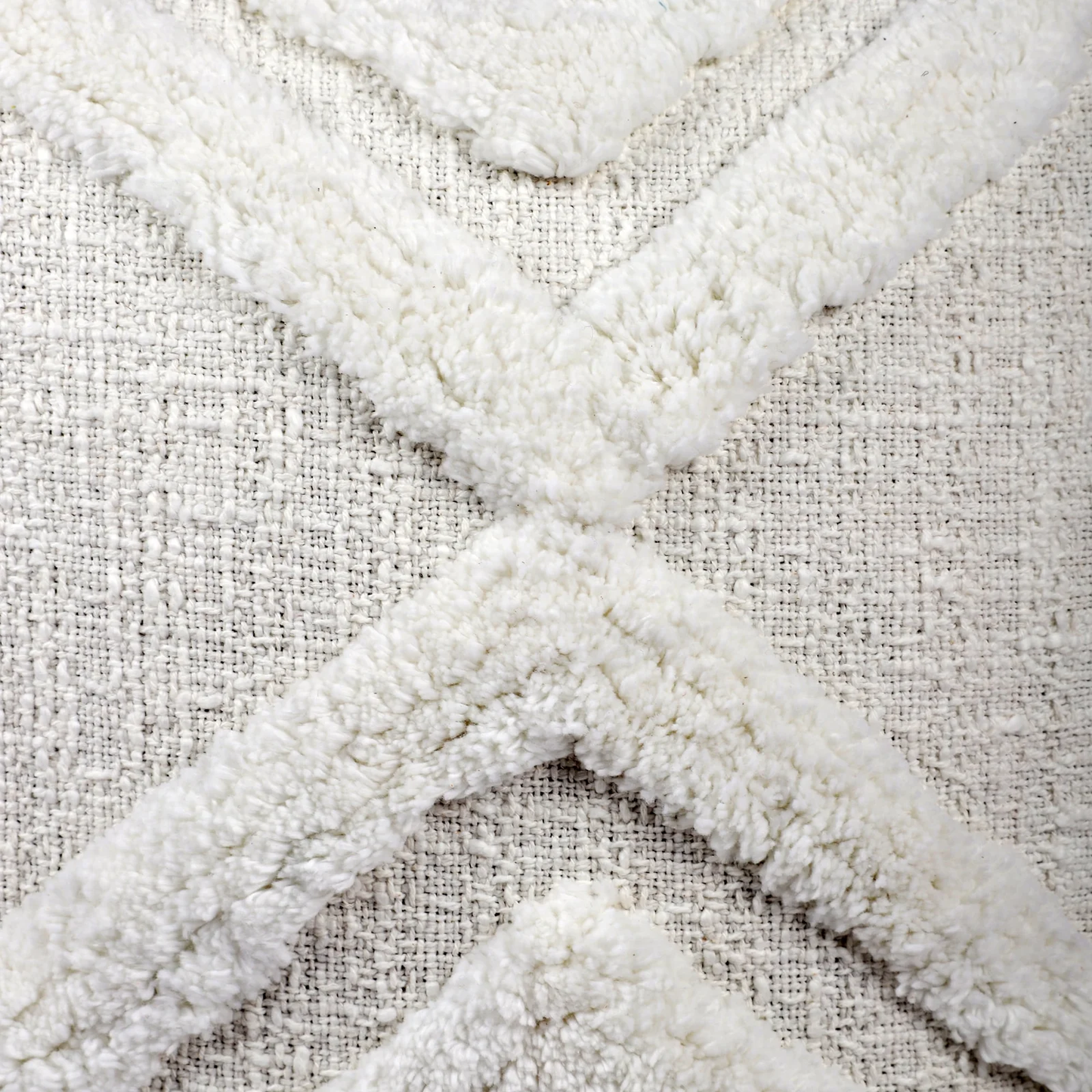 White Tufted Cotton Cushion Cover – Handmade Geometric Diamond Pillow for Modern Home Décor
