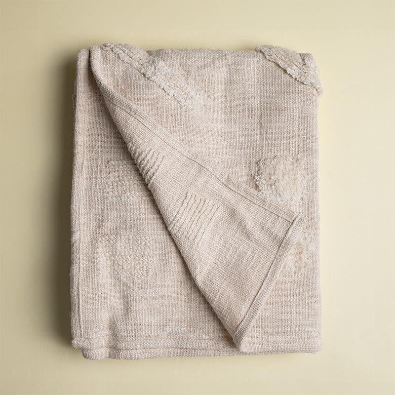 Cozy Natural Cotton Blend Throw with Textured Shag Design
