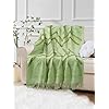 Boho Chic Lime Green Chevron Textured Throw Blanket with Tassels