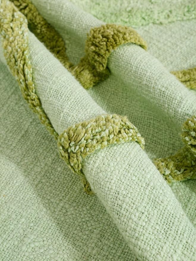 Boho Chic Lime Green Chevron Textured Throw Blanket with Tassels